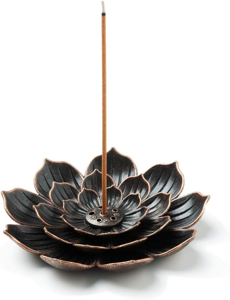 Lotus Incense Holder, Ceramic Incense Burner for Stick & Cone Incense, Elegant Flower Design for Meditation, Yoga, & Aromatherapy - 3.39in