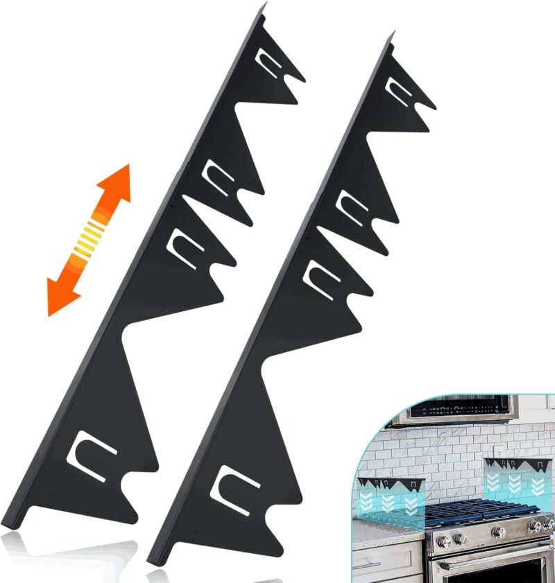 Adjustable Stove Gap Cover – Heavy-Duty Stainless Steel & Aluminum Filler Trim Guard for Kitchen Counter Gaps – No-Drill, Spring Tension Mount, Heat Resistant (2 Pack and 4Pack))