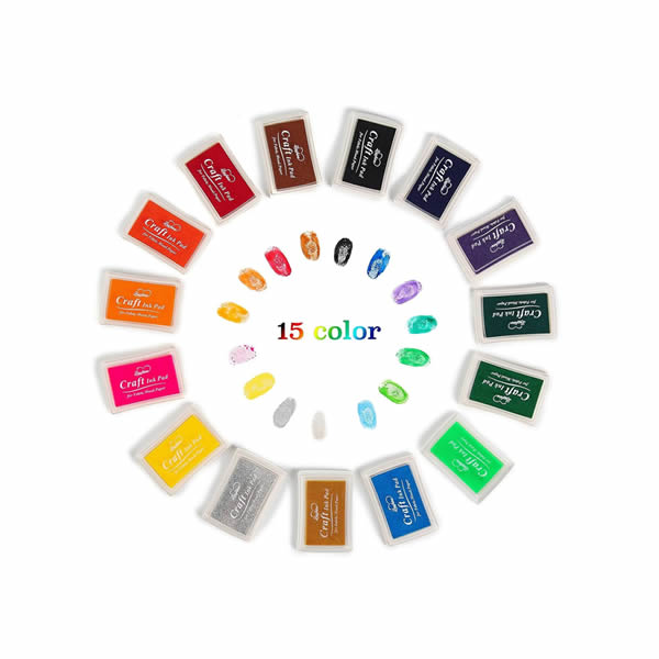 Craft Ink Pad Stamps Partner Finger Ink Pads Washable Inks,15 Colors DIY for Rubber Stamps, Paper, Scrapbooking, Wood Fabric, Best Gift for Kids