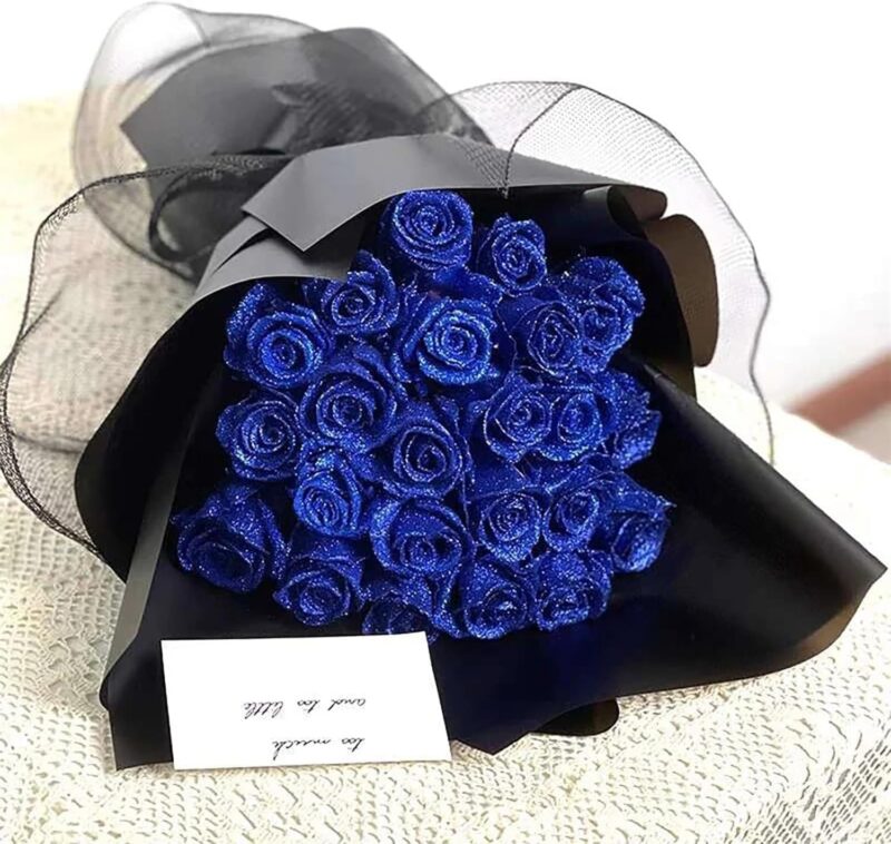 Glitter Rose Bouquet, Artificial Rose Flowers Bouquet, Glitter Rose Bouquet Best Valentine's Day Gift, Artificial Glitter Rose Bouquet,Shiny Fake Roses Bouquet Love Gift