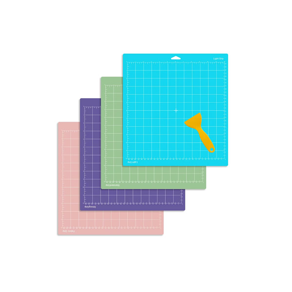 WISYOK 4-Pack 12x12 Inch Cutting Mats for Cricut Explore Air 2/Air/One/Maker, Reusable Adhesive Replacement Mats (Standard, Light, Strong, Fabric) for Crafts, Quilting, Sewing
