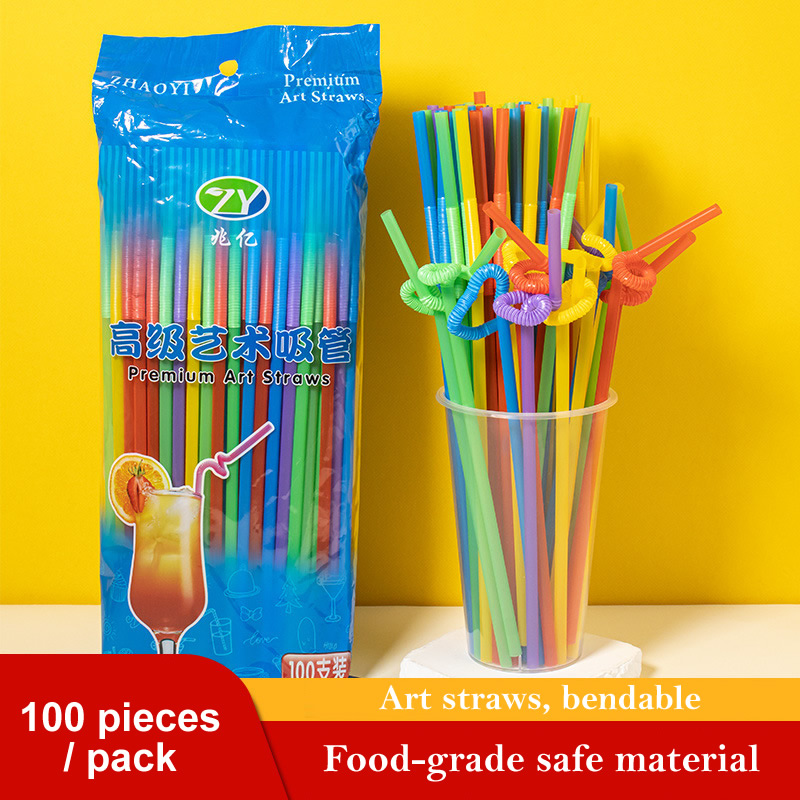 Colorful Reusable Bendable Straws - Fun Curly,Flexible Plastic Drinking Straws - Perfect for Kids, Parties, and Smoothies