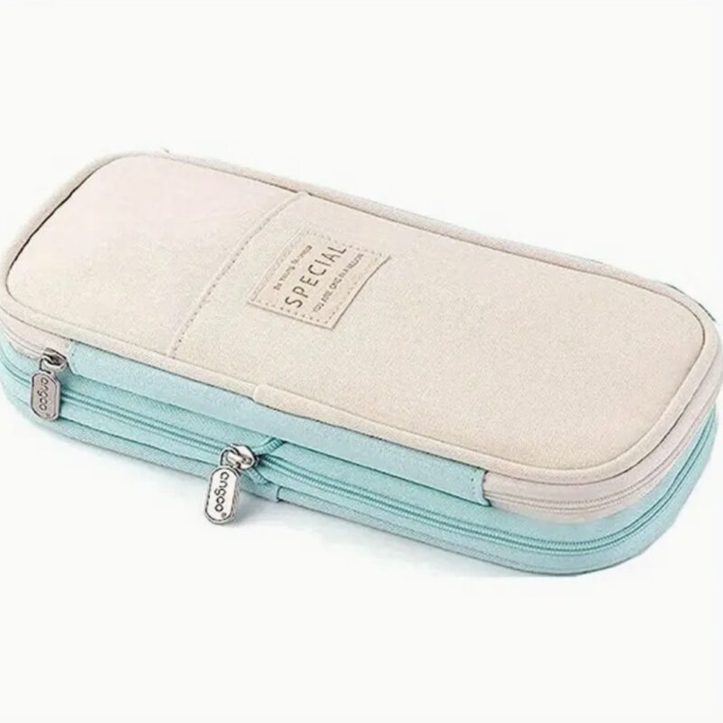 Large Capacity Pencil Case – Expandable Zipper Pouch for School & Office Supplies, Multi-Color Fabric Organizer for Pens, Ruler, Markers, Stationery – Fits 7.87 inches Ruler