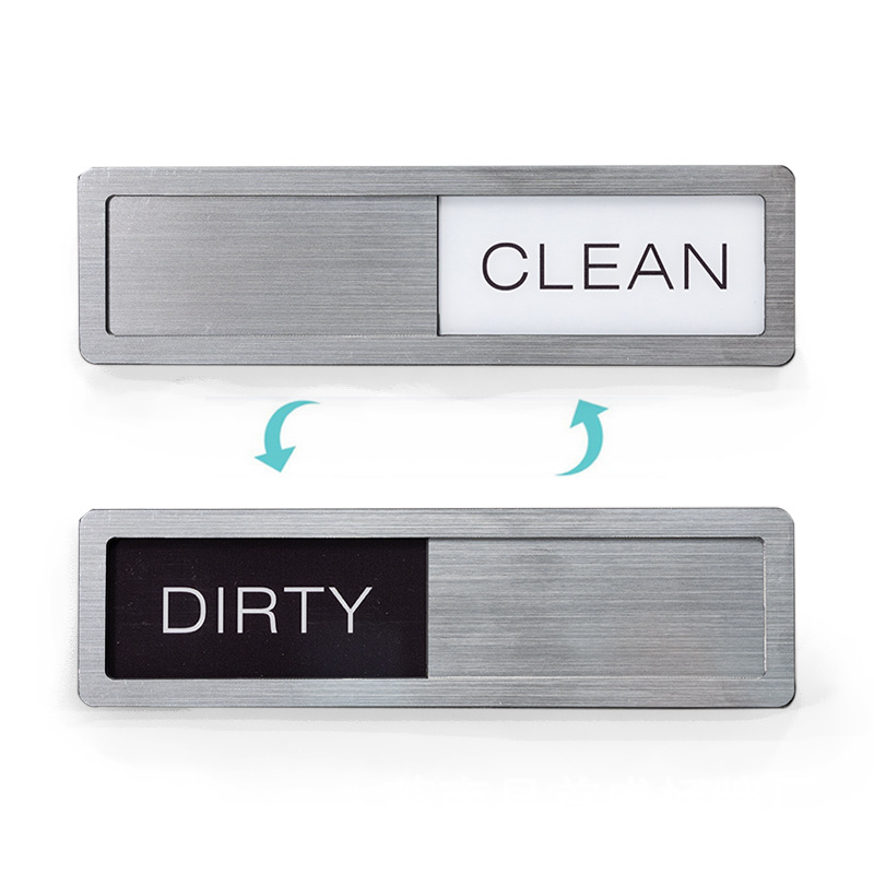 Magnetic Clean Dirty Dishwasher Sign – Premium Stainless Steel, Reversible Slider with Strong Magnet for Easy Use – Fits All Dishwashers – Self-Adhesive Option Included