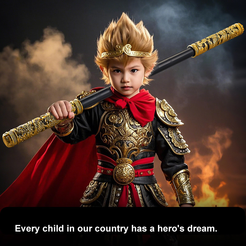 Voice-Activated Golden Dragon Staff Toy – 3-Level Telescopic Monkey King Ruyi Jingu Bang with LED Light & Sound, Electroplated ABS, USB-C Rechargeable, Role-Play Staff for Kids Ages 6+