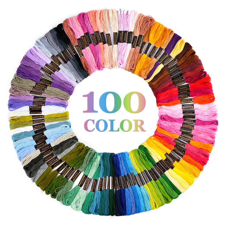 100 Colors Embroidery Floss Set – High-Quality DIY Cross Stitch Threads for Handcrafts, Embroidery, and Stitching Projects – Ideal for Beginners & Experts, Vibrant Cotton Embroidery Threads for Sewing, Crafts, and More
