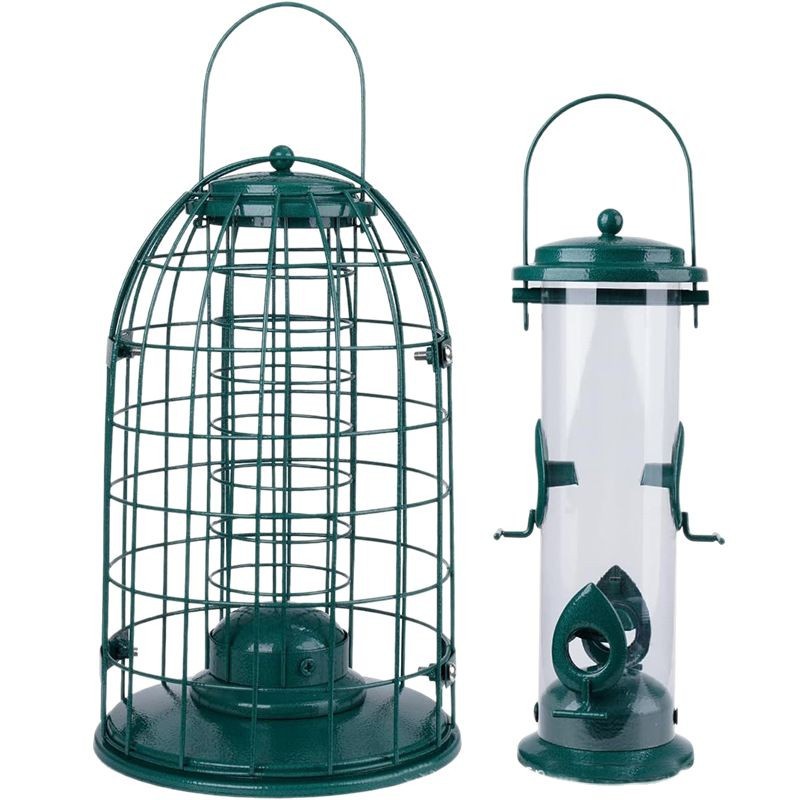 Squirrel-Proof Bird Feeder for Outdoor Hanging – Dual Chamber Design with Protective Metal Cage – Weather-Resistant, Rustproof Feeder for Small Birds – Easy Refill & Clean – Heavy-Duty Steel