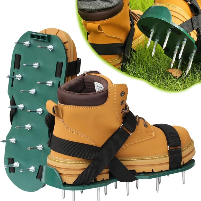 Spiked Cement Floor Shoes for Epoxy & Self-Leveling Projects – Upgraded Construction Sandals with 13 Steel Nails & ABS Plate – Secure Fit with Adjustable Straps for Concrete, Turf, Paint & Resin Coating