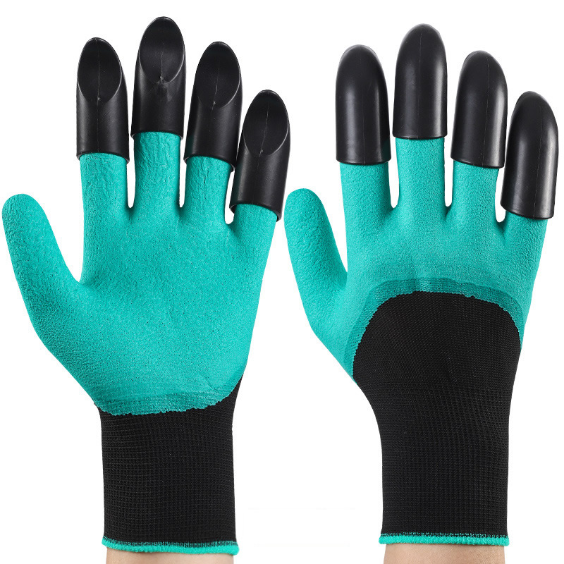 Garden Claw Gloves for Digging & Planting – Waterproof Latex Gardening Gloves with ABS Plastic Fingertips – Anti-Puncture, Non-Slip, Durable – One Size Fits Most – 1 Pair