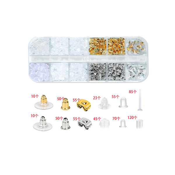 12-Piece Earring Backing Set – Silicone, Plastic & Metal Earring Stoppers, Ear Plugs, and Earrings Accessories – Secure and Comfortable for Jewelry