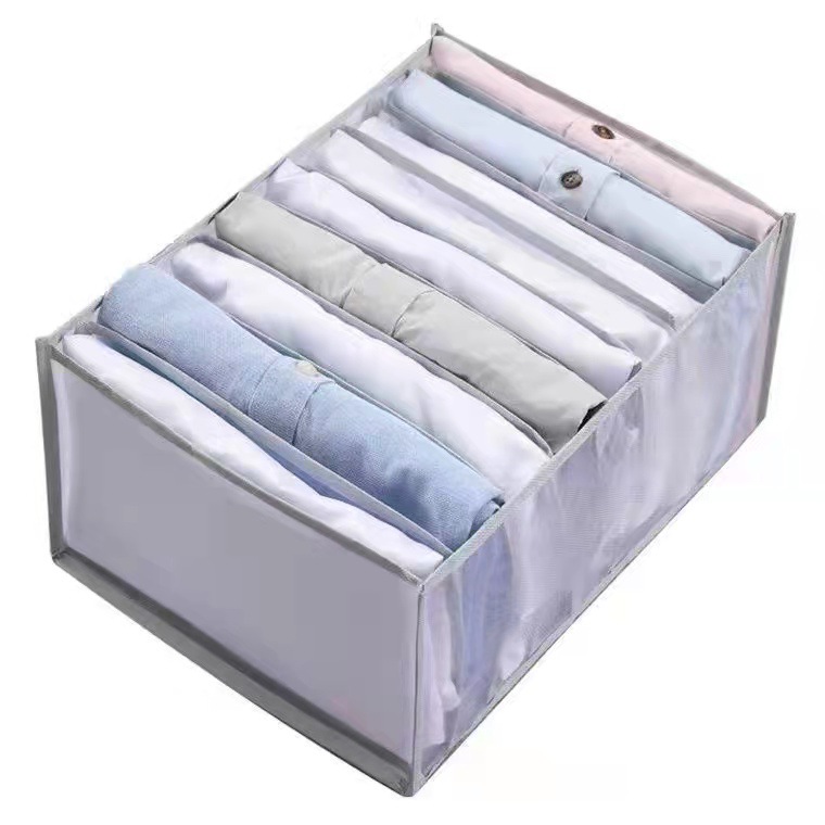 Drawer Clothes Organizer Bins Set – 1PCS Foldable Mesh Storage Box for Underwear, Bras, Socks, T-Shirts – Closet Divider with Compartments, Breathable Fabric, Space-Saving & Easy to Use (Gray)